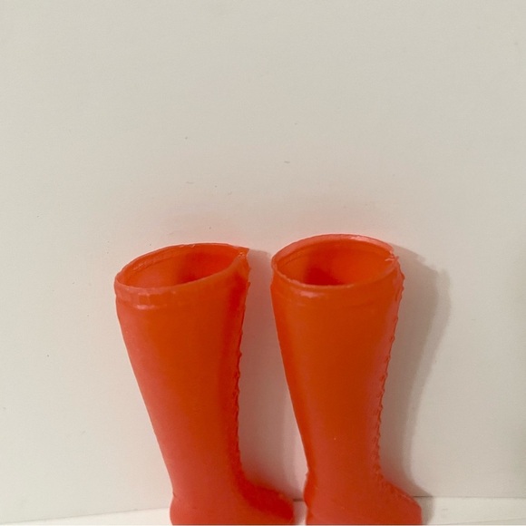 Vintage Barbie Mod Era Gogo Faux Lace Up Red boots 1 Pair Hong Kong - Picture 9 of 15